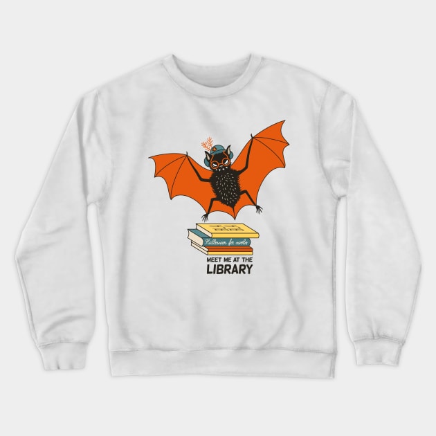 Funny librarian bat book lover Crewneck Sweatshirt by Boriana Giormova